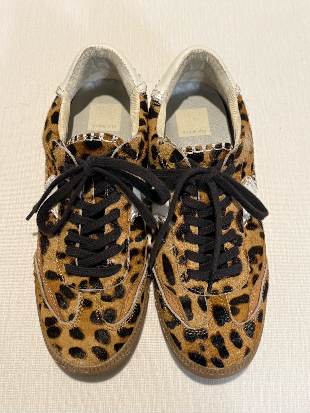 Dolce Vita Leopard Print Pony Hair Retro Sneakers Size 7.5